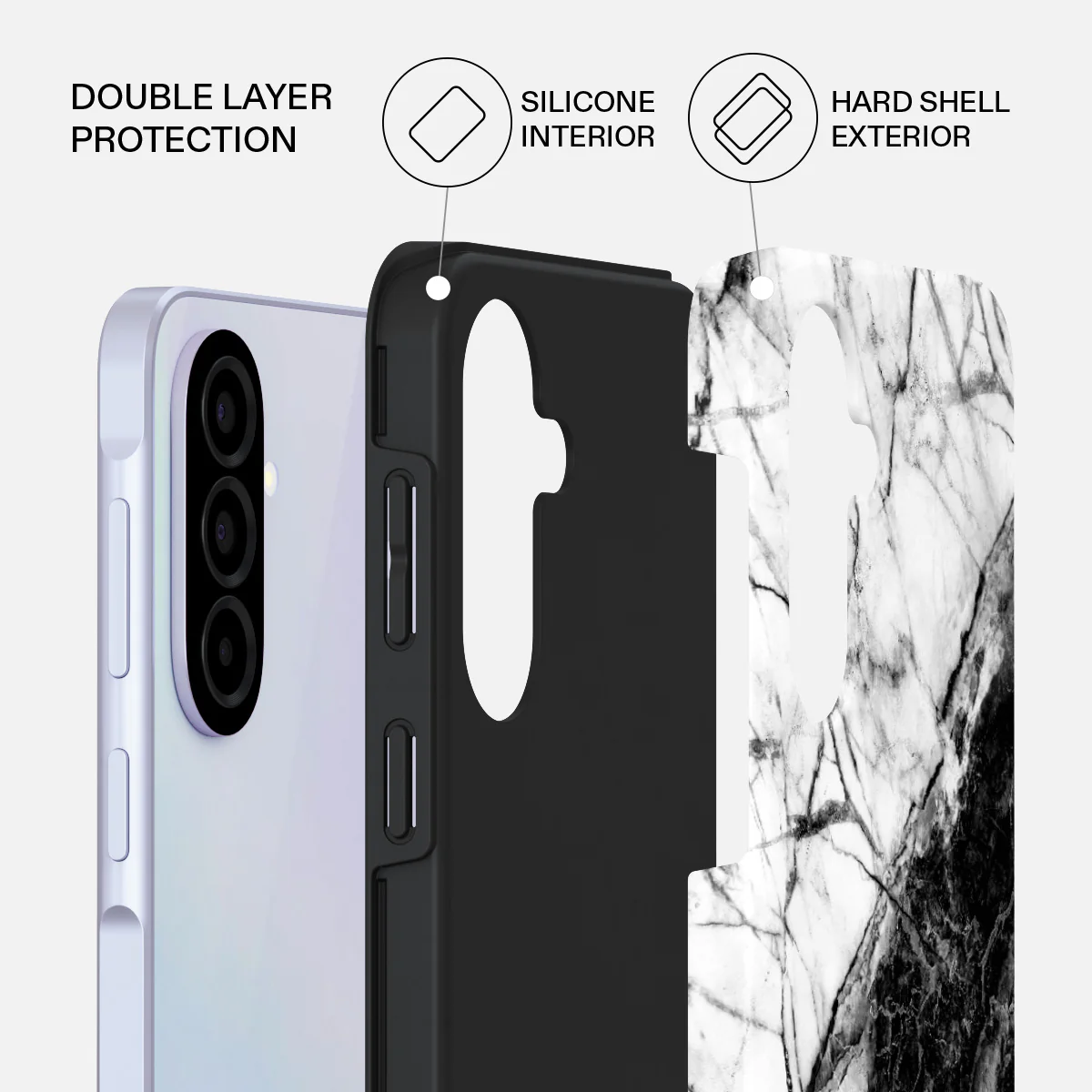 Fatal Contradiction - Black & White Marble Samsung Galaxy A37 5G Case - Image 2