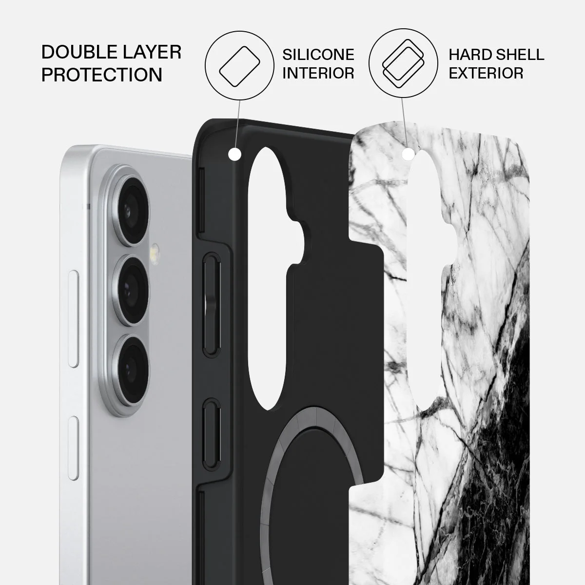 Fatal Contradiction - Black & White Marble Samsung Galaxy S26 Plus Case - Image 2