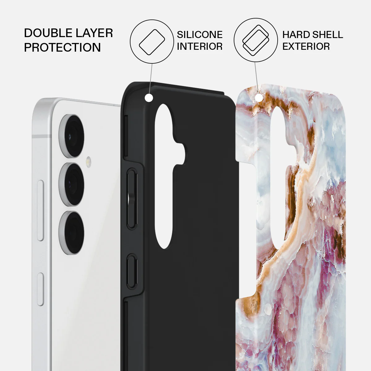 Frozen Leaves - Cute Marble Samsung Galaxy S25 FE Case - Image 2