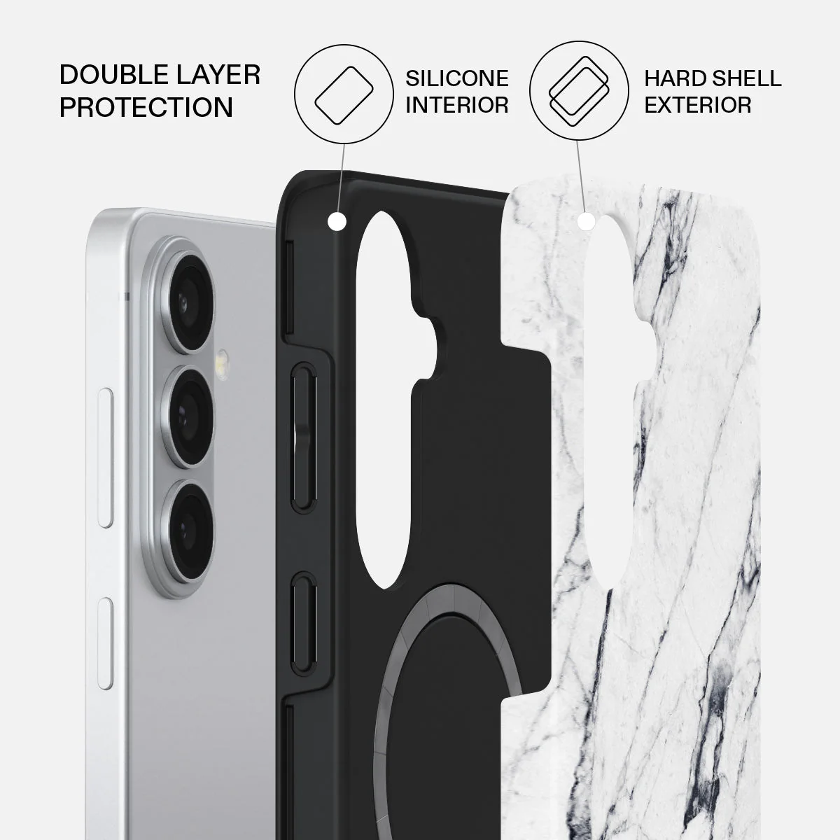 Satin White - Marble Samsung Galaxy S26 Case - Image 2