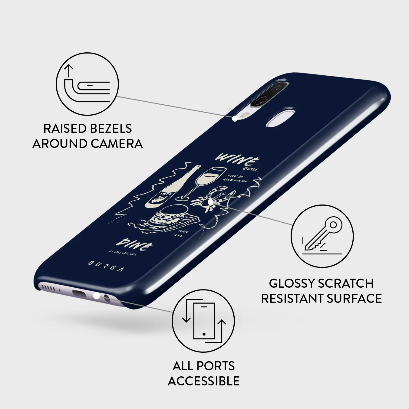 Wine & Dine - Samsung Galaxy A40 Case - Image 3